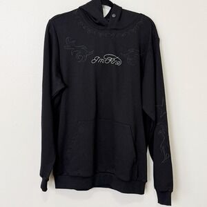 Otto By Kris Black Hoodie Medium Graphic Skull Flames Streetwear Cotton